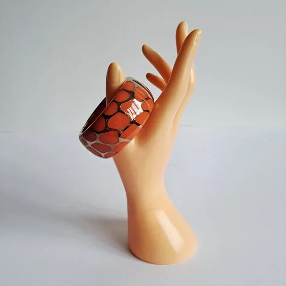 New Angelique De Paris 925 Gold Platted Coral Leopard Print Wide Bracelet - Picture 16 of 16